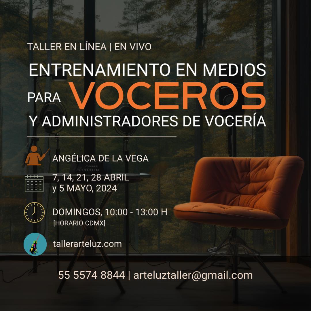 angiedelavega's tweet photo. ¡No te quedes fuera del mejor #mediatraining! Conviértete un buen #Vocero o capacita a los voceros de tu organización. Inicia 7 de abril, 10am (CDMX) #tallerenlinea #EnVivo Organiza @tallerarteluz #RelacionesPúblicas #RRPP #MediosDeComunicacion
Info: https://t.co/uyxjHX3QU9 https://t.co/rdqXCsVuOE