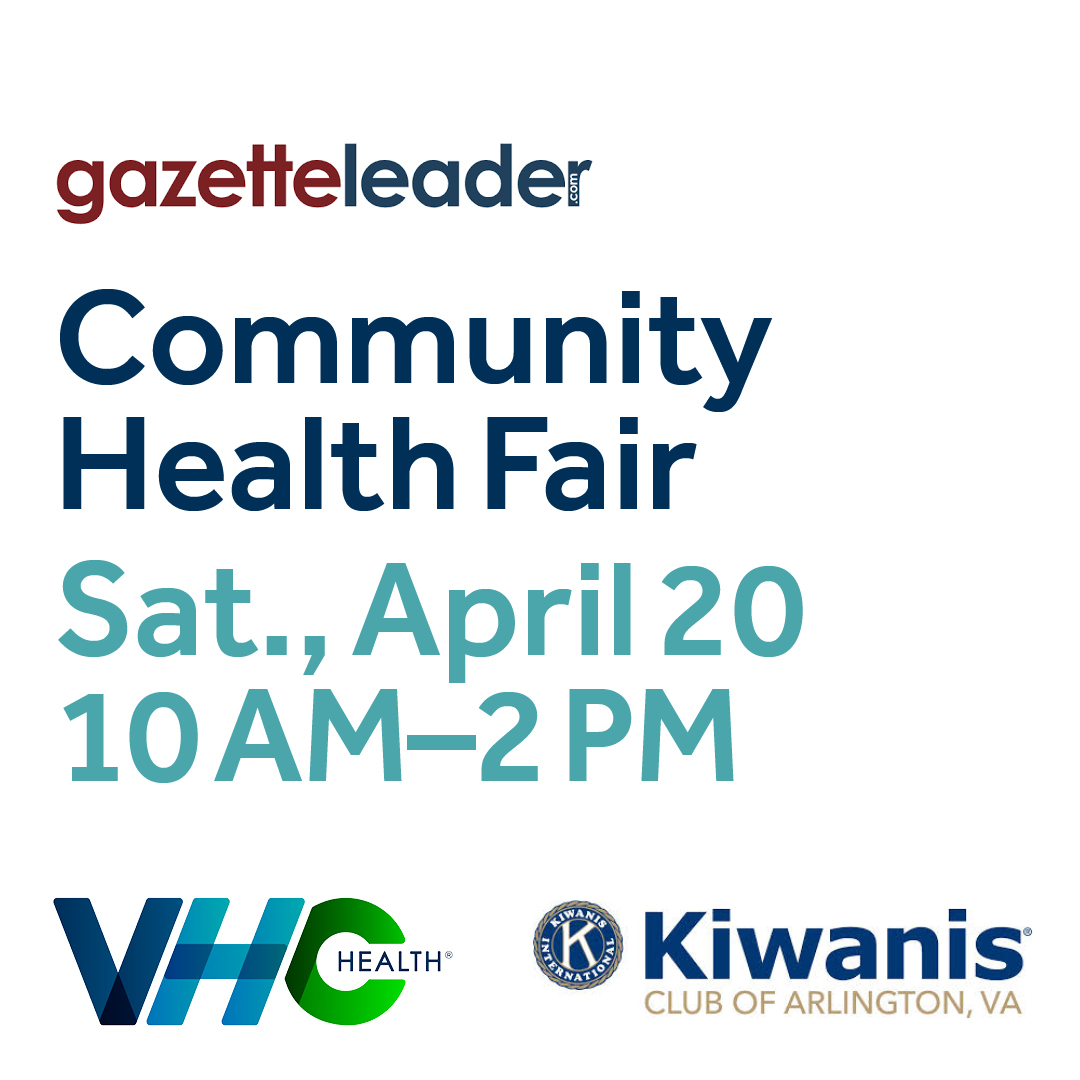 You're invited to a free community health fair! Sat., 4/20, 10AM-2 PM, Alice West Fleet Elementary School in partnership with the Kiwanis Club of Arlington.