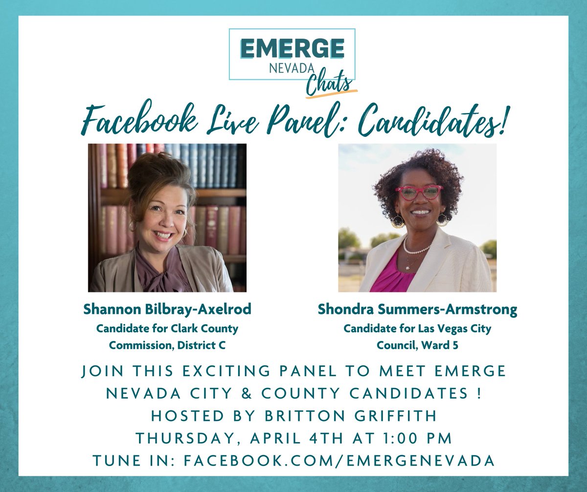 We've got a very special edition of Emerge Chats today with two Assemblywomen who are running for new seats! Join us live with @sbilbray and @Shondra_Summers today at 1pm!