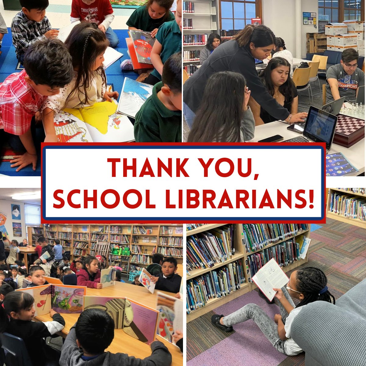 You help children fall in love with reading & learning; assist students with digital resources, research, & writing; teach critical thinking; provide a safe refuge & work space; share tech skills; & so much more. #SchoolLibrarianDay #NationalSchoolLibrarianDay #saveHISDlibraries