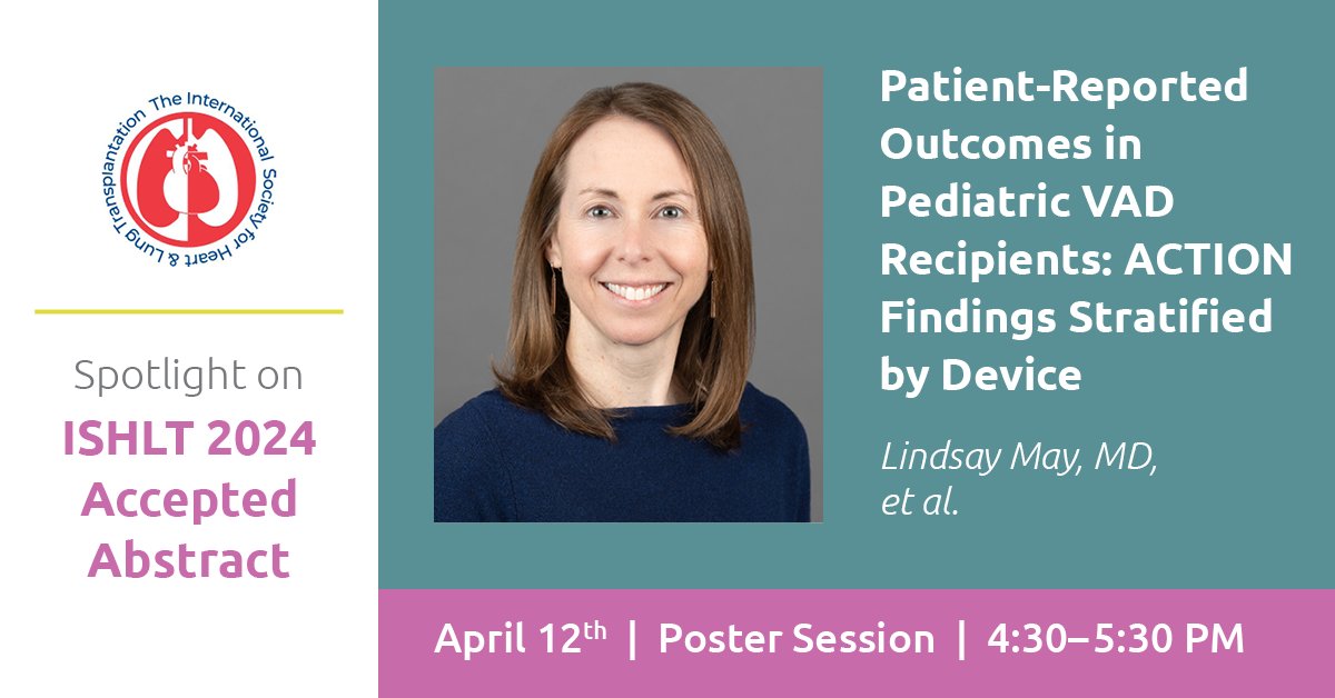 April 12th @ 4:30p | Explore patient-reported outcomes in pediatric #VAD recipients with @LindsayJMay of @UofUHealth at #ISHLT2024. Learn more here: bit.ly/3vuOKol. @ISHLT #Collaboration