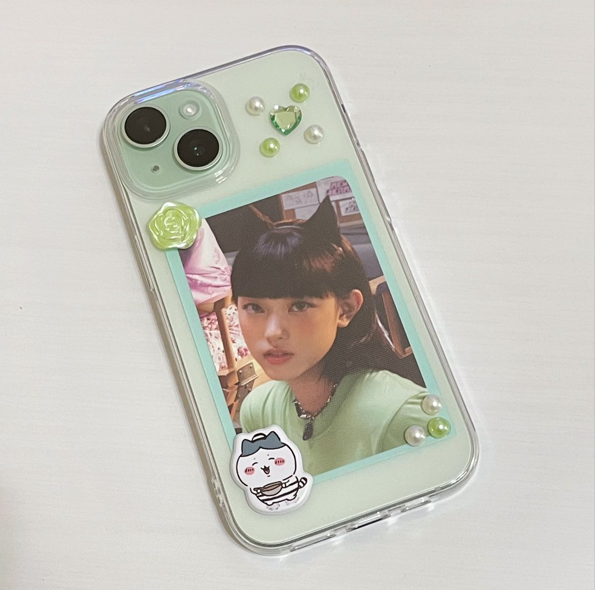 Changed my phone today to iPhone15 and I’m glad I chose green cause I’m in love with the color
also decorated my case with dollarstore stickers cause this is gonna be my temporary case until the one I ordered comes but I think it turned out cute