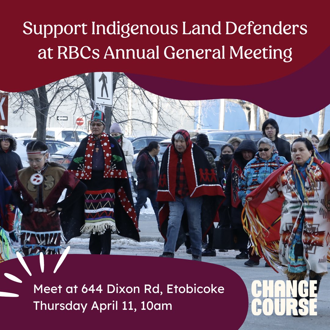 On April 11 a delegation of Indigenous, Black, youth and other impacted communities will confront RBC at their AGM. Join us at 644 Dixon Road in Etobicoke to support them. #Solidarity #FossilFoolsDay #RBCisKillingMe #RBCRevealed