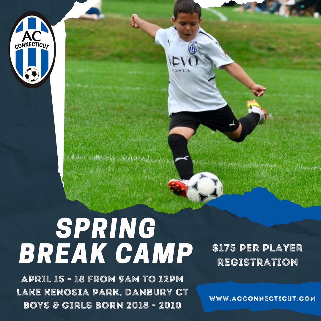 No plans for spring break? Join us at our 2024 Spring Break Camp. - 4️⃣ days - 9am to noon - 2018 to 2010 born boys & girls - Lake Kenosia Park Register via the link below 👇 acconecticut.sportngin.com/register/form/… #ACC | #Parh2Pro | #SpringBreak | #Camp