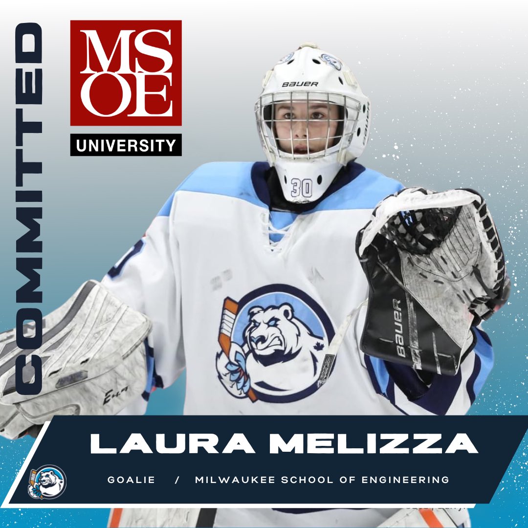 🚨COMMITMENT ALERT!🚨 Congratulations to third year goalie Laura Melizza on her commitment to @MSOE hockey!! Laura has been a stellar goaltender for the ICE, recording an impressive .934 save percentage on the season with a GAA of just 1.48. Congratulations! 🥶