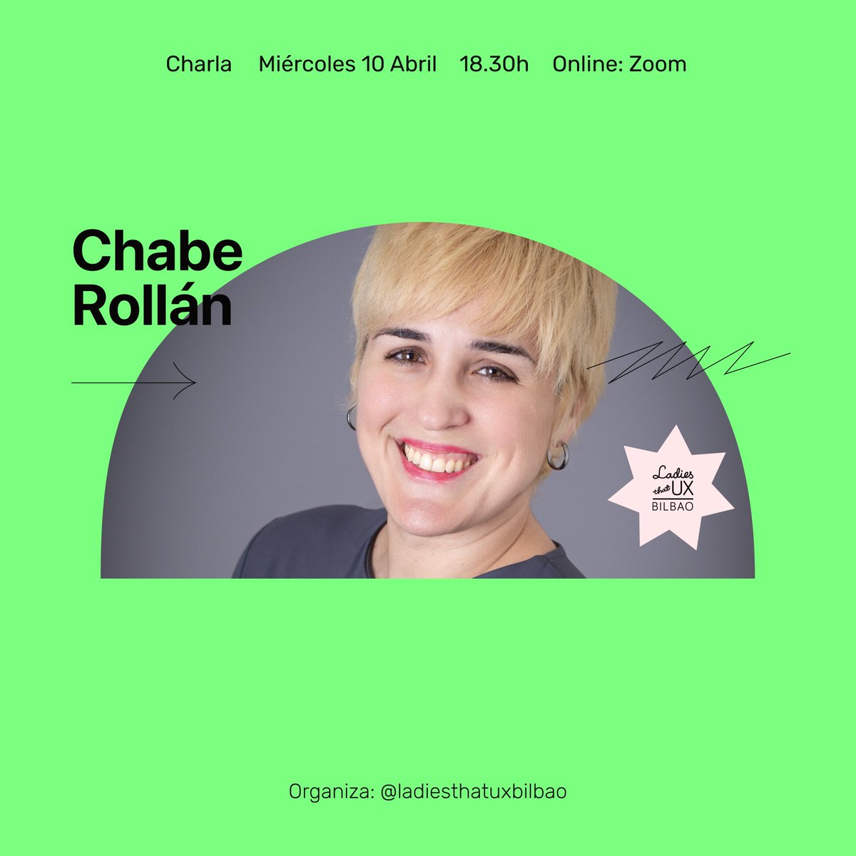 ¡No te pierdas la charla sobre UX writing de <a href="/CheiberRoll/">Chabe Rollán (she/her)</a> ! 
🗓️10 Abril 18:30, Online Zoom
👇👇 Consigue GRATIS tu pase en el enlace
eventbrite.es/e/olvidate-del…