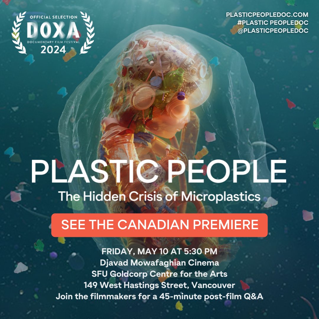 We're excited to announce #PlasticPeopleDoc's Canadian premiere is set for May 10 at Vancouver's @DOXAFestival! Filmmakers Ben Addelman, Ziya Tong and Rick Smith will all be there! Tickets are on sale now. Get yours here: doxa2024.eventive.org/films/6604d3f8…