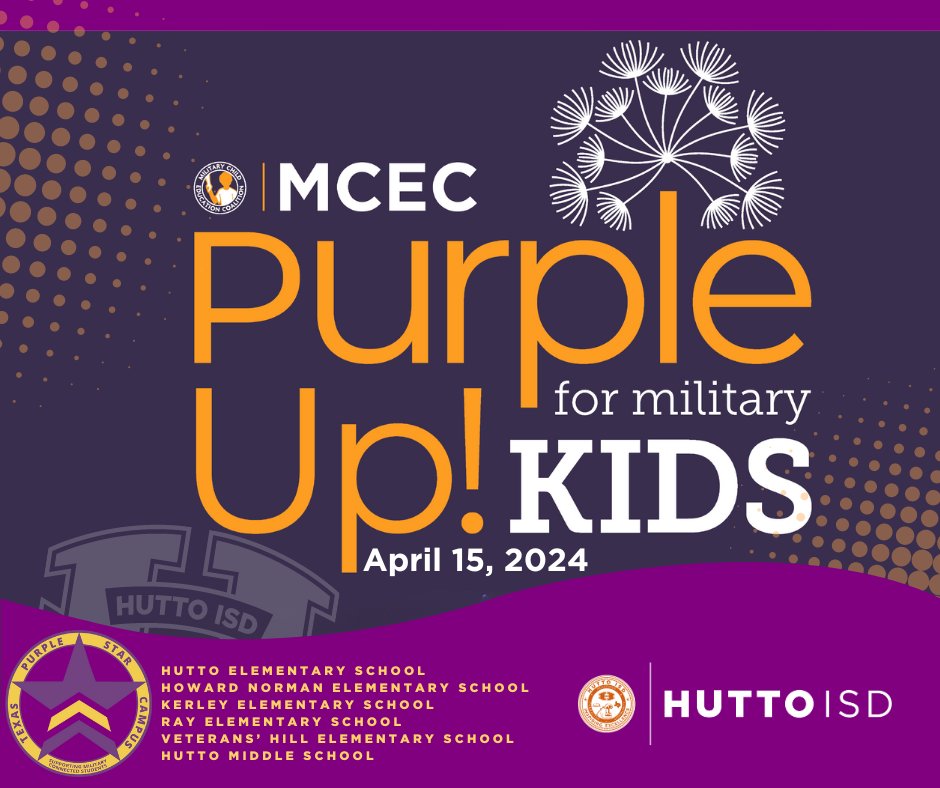 🎉🟣 Monday is #PurpleUpDay #HippoNation! 🟣🎉 Join us in showing support and appreciation for the children of military children who bring so much to our district. Wear purple and share your photos using the hashtags #PurpleUpDay! 💜 #purpleup4militarykids #MilitaryFamilies