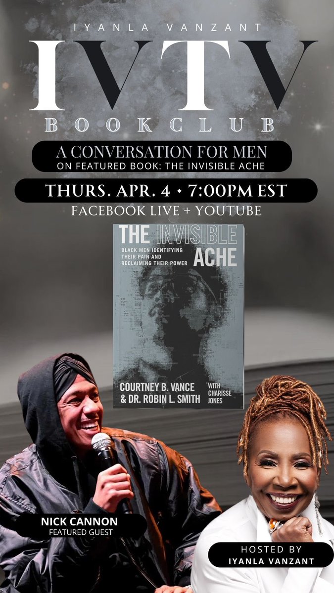 Join me today at 4pm PT I will be live with Iyanla Vanzant dissusing 'Why Men Need To Heal'. Also Joining the conversation is @CourtneyBVance and @DrRobinLSmith to discuss their book 'The Invisible Ache'.

Register Now streamyard.com/watch/a7tEHaQQ…