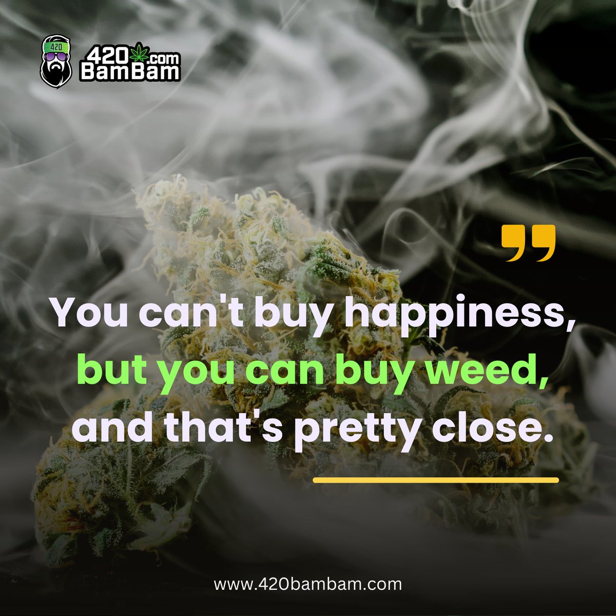 Money can't buy happiness, but it can get you pretty close... 😉🌿 

#420BamBam #WeedWisdom #HappinessIsKey #CannabisLife