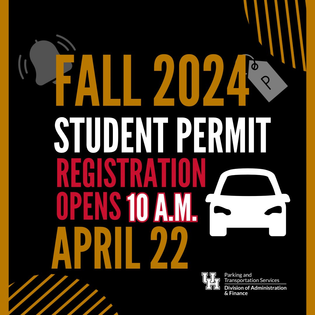 Students, it’s that time again! 🥳 🔔Student parking permit priority renewal begins Monday, April 15, at 10 a.m. and ends on Sunday, April 21, at 10 p.m. 🔔Student parking permit registration opens Monday, April 22 at 10 a.m. CHECK YOUR EMAILS 📧 FOR IMPORTANT PERMIT CHANGES‼️