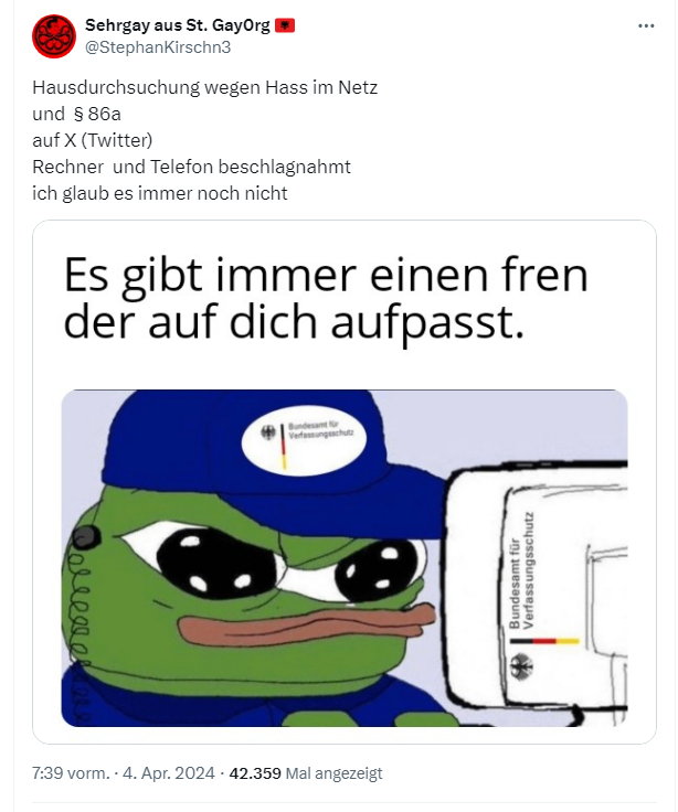 AgainstHate2024's tweet photo. Wenn dies stimmt, was bei #Hatern ja immer zu hinterfragen ist, begrüße ich dies. Und sollte sich der mutmaßliche Tatvorwurf bestätigen, wird die Strafe hoffentlich entsprechend sein.
Gleichzeitige #Blockempfehlung gegenüber dem Account. https://t.co/4WBKCYhKYL