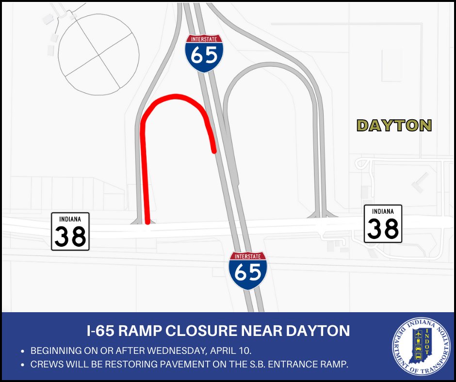 ⛔️⚠️ A temporary ramp closure is coming to the southbound I-65 entrance ramp, beginning today. (4/10) For more details on the closure, click below. ⬇ lnks.gd/2/2v--Zwx