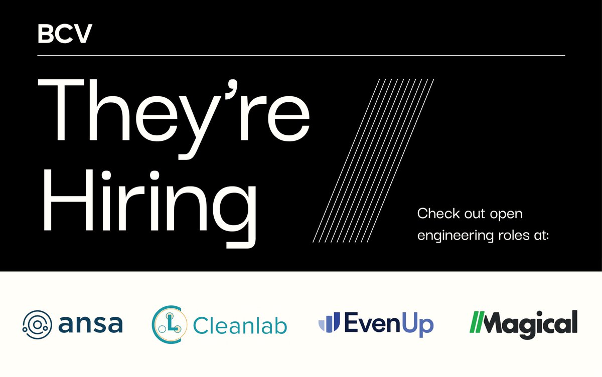 Attn engineers: are you ready to tackle new and exciting challenges at a fast-growing startup? Check out open roles at @evenuplaw, @get_magical, @cheaperpayments and @CleanlabAI.