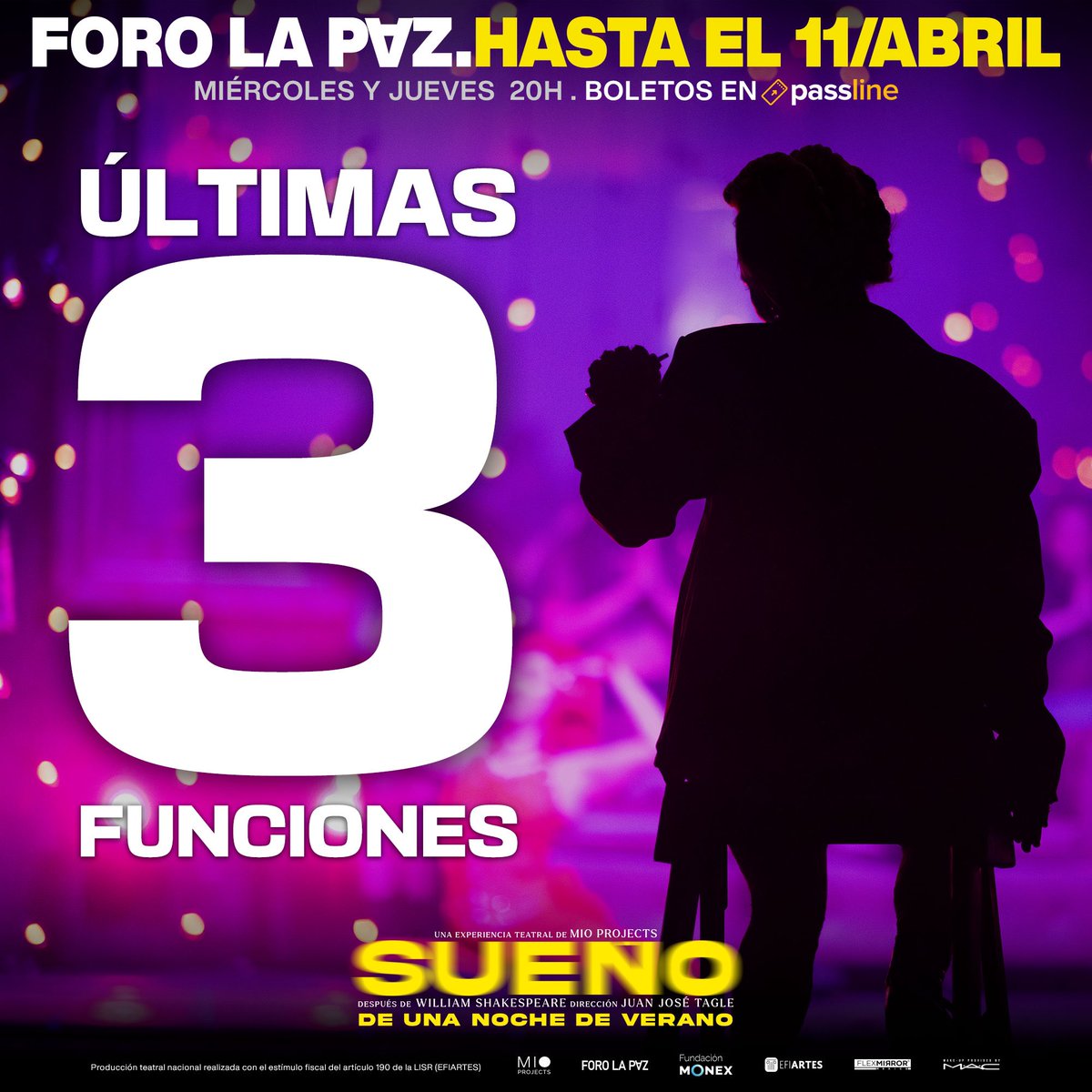 Un puck no miente, y te advierte que solo quedan 3 últimas funciones para ver SUEÑO de una Noche de Verano ✨ 

📍 @ForoLaPazMX 
📆 Miércoles y jueves a las 20:00 h 
🍸 Open Bar 19:00 h
⚡ 3 ÚLTIMAS FUNCIONES HASTA EL 11 DE ABRIL 
🎟️ passline.com/eventos/sueno-