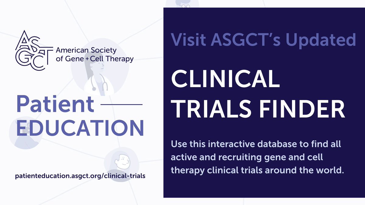 RESOURCE ALERT 📣 Our updated Clinical Trials Finder allows you to filter by condition, modality, location, status, + more! Users can also save filters for easy access on the next visit. Get connected to ongoing #genetherapy + #celltherapy trials. bit.ly/3ugZ3vt