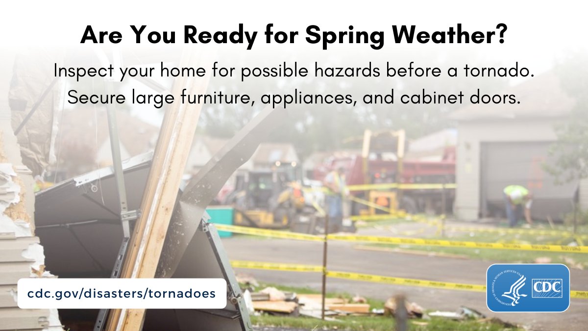 This spring, make sure your home is secure from hazards during a #tornado: ✔ Place heavy items on lower shelves. ✔ Secure top-heavy furniture such as bookcases. ✔ Know how to shut off utilities if needed. More tips: bit.ly/3e9BBCW #SpringSafety