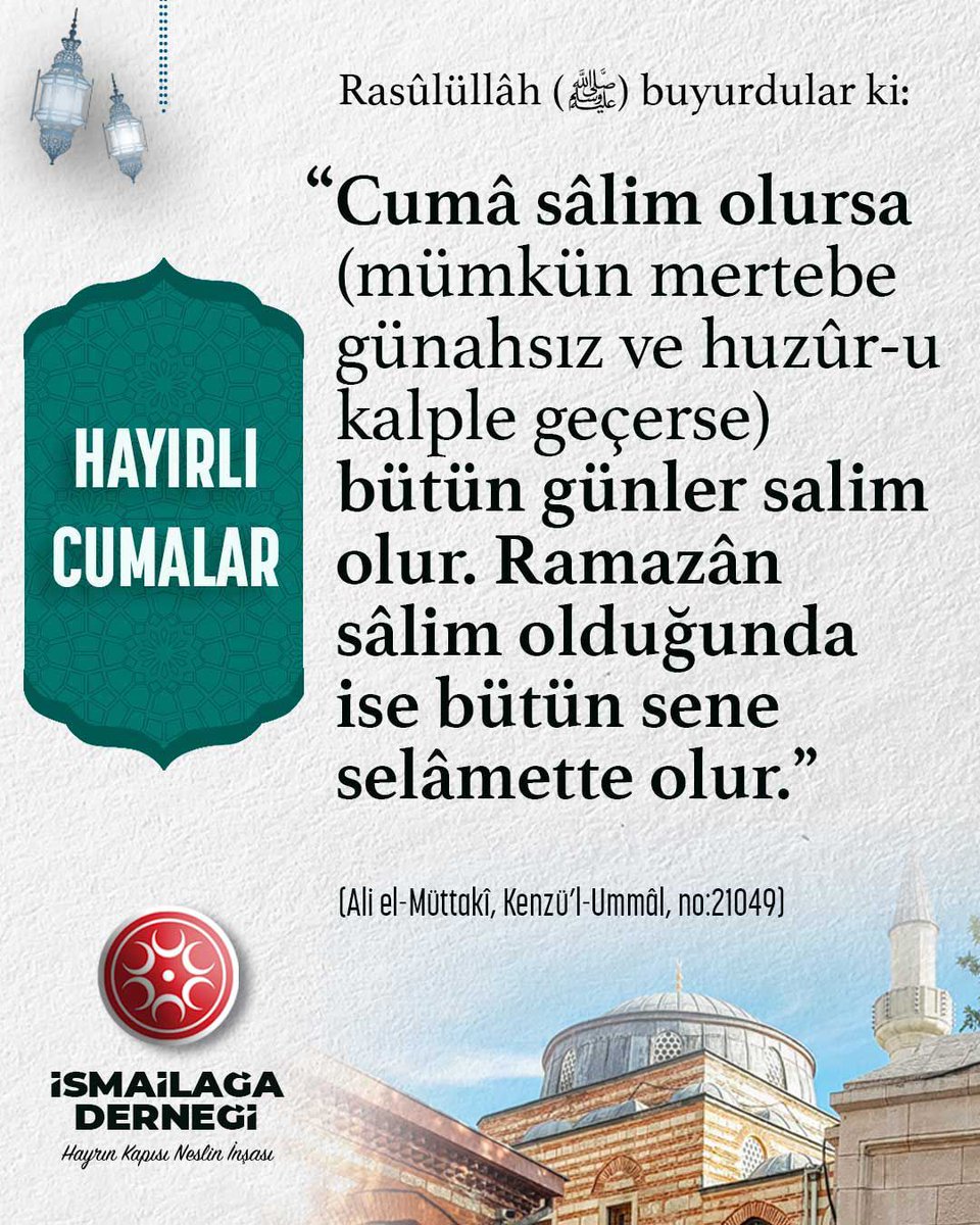 ismailaga_cami's tweet photo. #HayırlıCumalar
Cumamız Mübarek Olsun, Hayırlı Cumalar https://t.co/ZrdOXWszXl