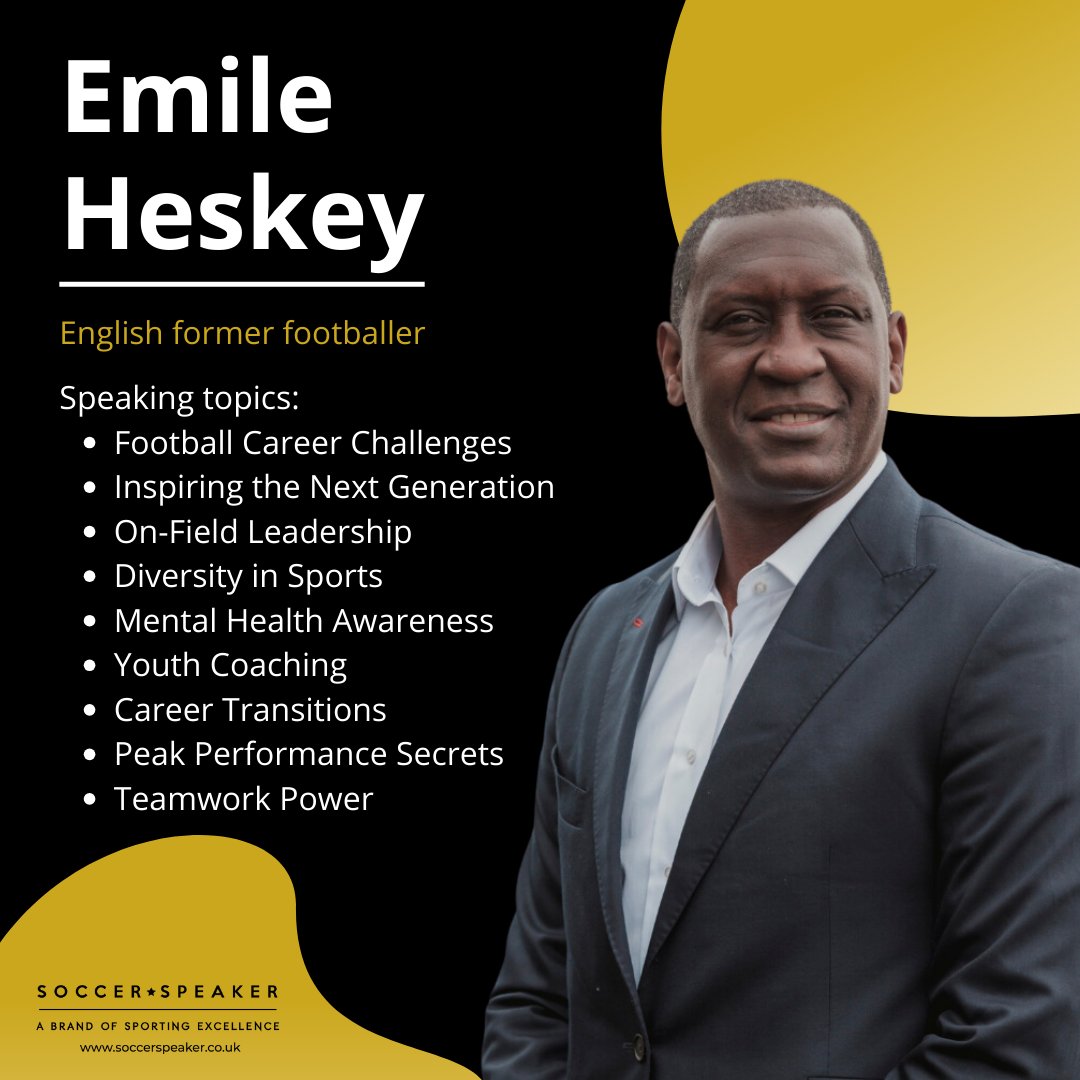 Unleash the power of teamwork and leadership at your next event with Emile Heskey! 🌟 As a football icon turned motivational speaker, Heskey brings unmatched passion and wisdom to inspire your team to victory. Don't miss out! Book now! ⚽💼 #EmileHeskey #Teamwork #Leadership