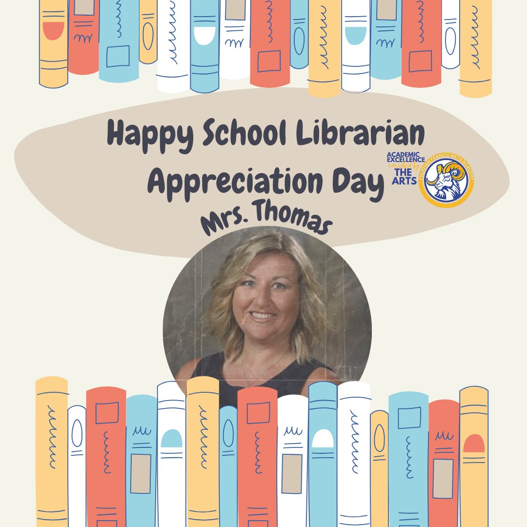 Mrs. Thomas does so much for our students and staff at TFAA to help promote and inspire the love of reading! We're so excited to celebrate her today! #NationalSchoolLibrarianDay