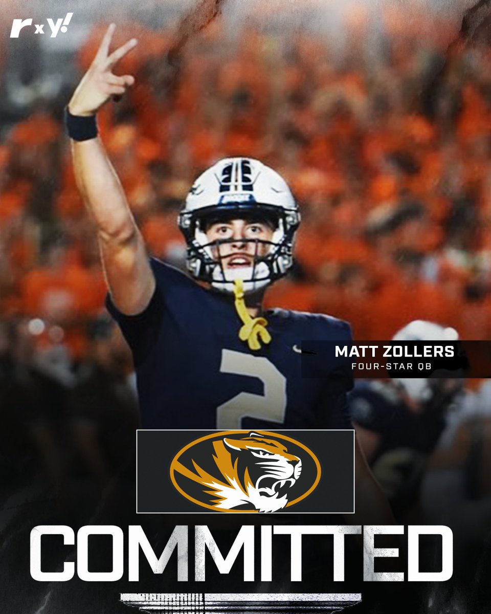 Four-star QB @MattZollers has committed to #Mizzou. Big get for Eli Drinkwitz and staff.