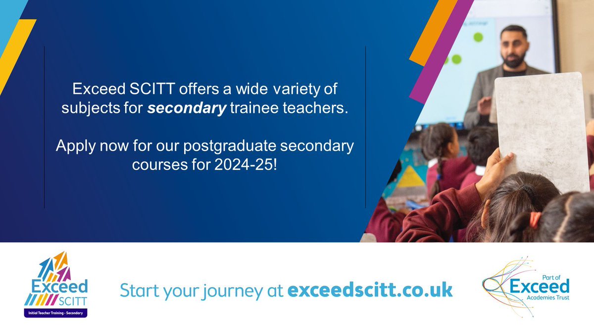 #QTS #PGCE #handsonlearning #traineeteachers #traineeteachersupport #inspire
#WeExceed #ExceedSCITT #Leeds #Bradford #WestYorkshire #Traineeteachers #teachertraining #newcareer #secondary #SkillsForLife