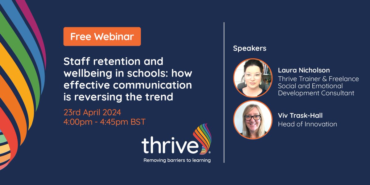 Join our Thrive experts for tips on effective staff conversations about #mentalhealth. By registering you’ll also gain access to a FREE downloadable template that you can adapt for your own conversations at school. Sign up here: eu1.hubs.ly/H08qM5l0 #edutwitter #SLT #wellbeing