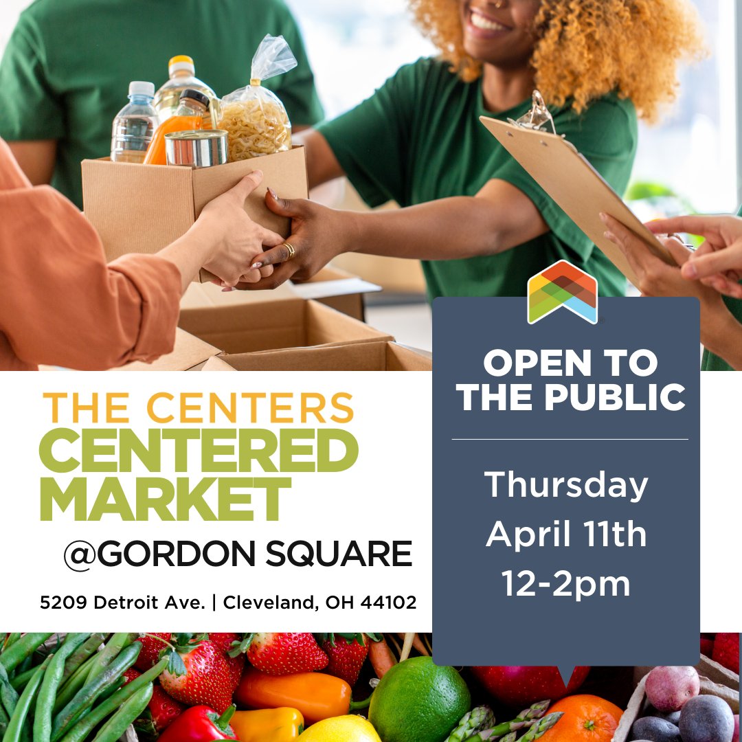 The Centers’ Centered Market we will be at our Gordon Square location (5209 Detroit Ave., | Cleveland, OH, 44102) on April 11th. Join us from 12-2pm to get FREE fresh fruits and veggies to create healthy, balanced meals for you & your family! Learn more @ thecentersohio.org
