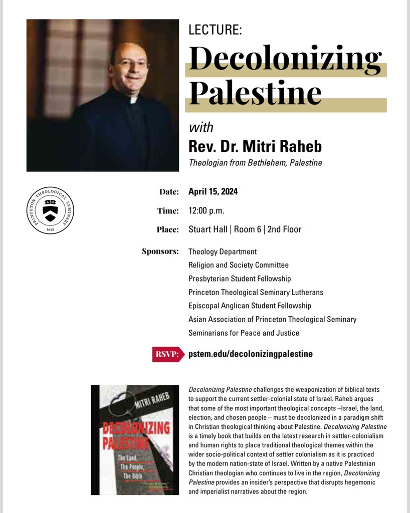 Glad to be presenting my newest book “ Decolonizing Palestine” at Princeton & Harvard Divinity School April 15th & 16th. Hope to see many of you!
