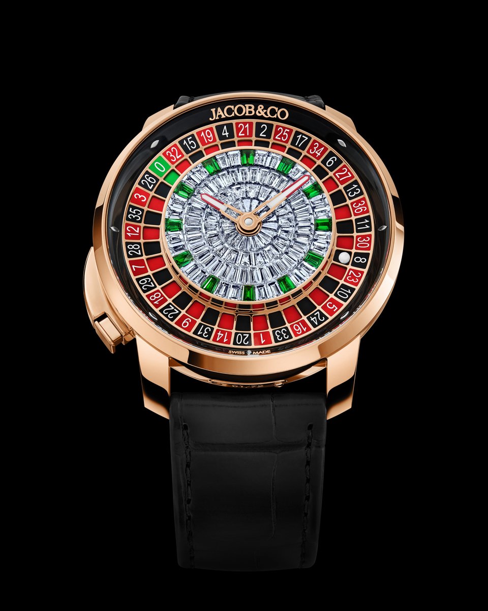 Place your bets on Casino Tourbillon. Odds are you'll love the rose gold version. Or the white gold version. Or the rose gold with full-set dial, encrusted with white diamonds and tsavorites, baguette-cut and invisibly set at the center of the fully functional roulette.