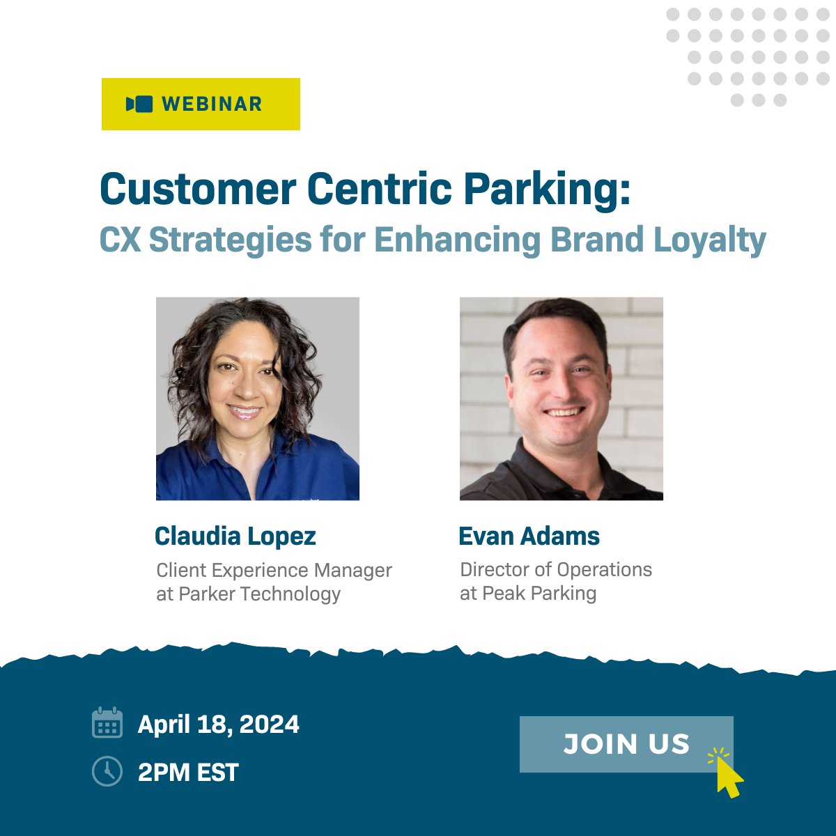 Join us for a webinar where Claudia Lopez and Evan Adams unveil the secrets to enhancing efficiency and customer satisfaction in your parking facility.

Don't miss out! Register now: ow.ly/5USK50R5KAb

#ParkerTechnology #parking #cx #customerservice #webinar