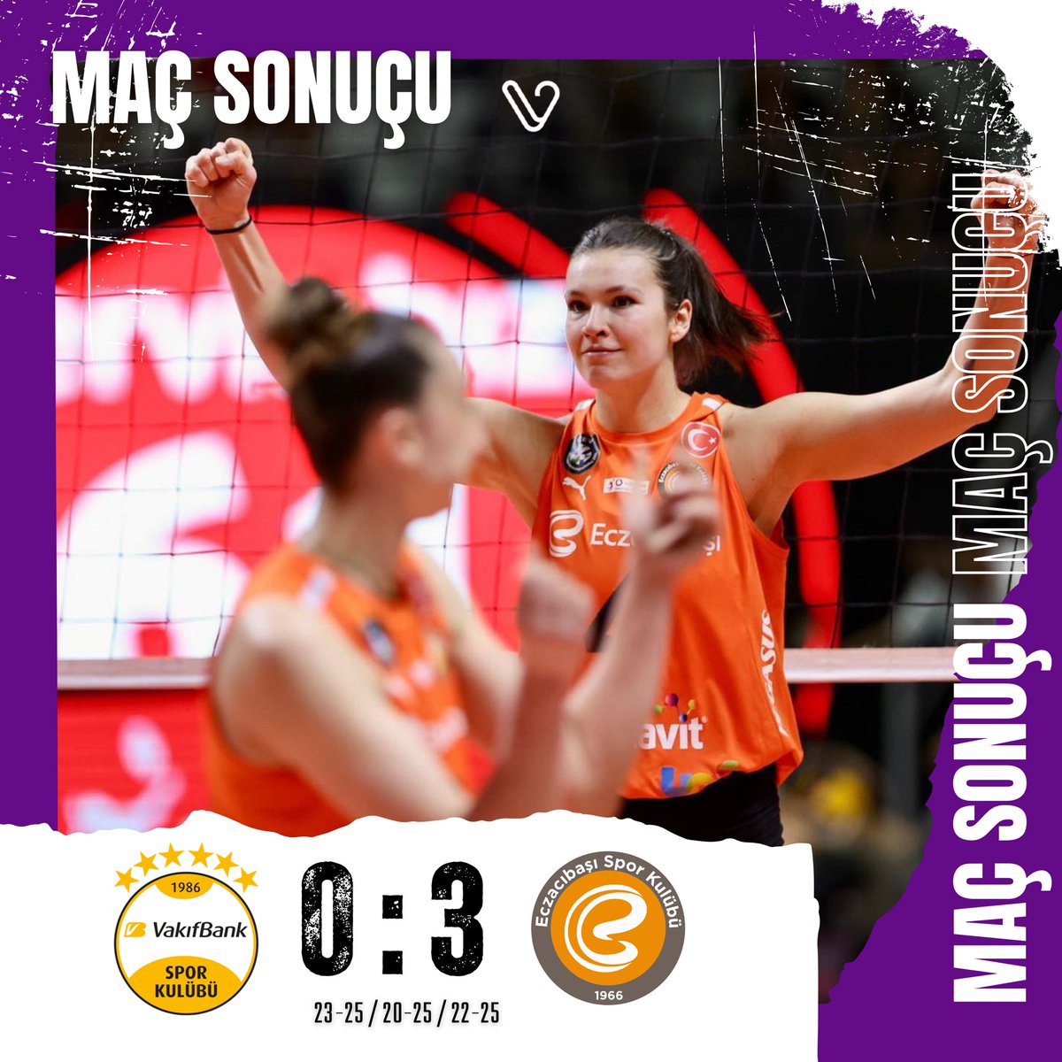 🟠⚪️ Sultanlar Ligi’nde VakıfBank’ı 3-0 mağlup eden Eczacıbaşı Dynavit, finale yükseliyor.