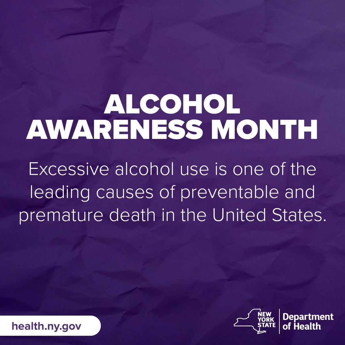 Binge and heavy drinking lead to thousands of premature deaths in New York every year. The Department remains committed to providing resources & support to people who struggle with alcohol use and raising awareness about the dangers of alcohol consumption. health.ny.gov/press/releases…