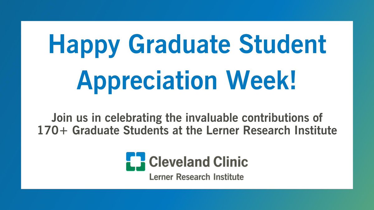 This week we're celebrating our amazing graduate students at Lerner Research Institute! Thank you to all our graduate students for your invaluable contributions that make our work possible