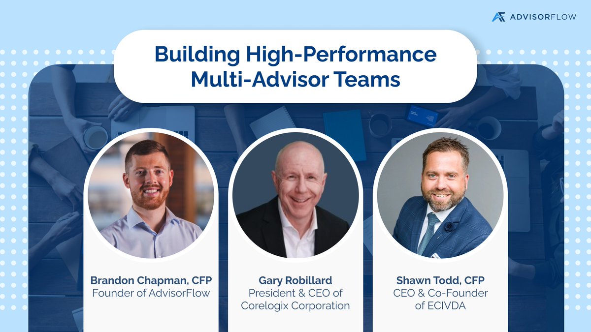 AdvisorFlow's tweet photo. ๐กFor our first webinar of 2024, we were joined by industry experts, Shawn Todd and Gary Robillard, to discuss how to build and leverage high-performance multi-advisor teams.
๐ Check out the full #webinar here: https://t.co/BbIpNBO6rP
#advisor #practisemanagement https://t.co/6eUW9AnjJj