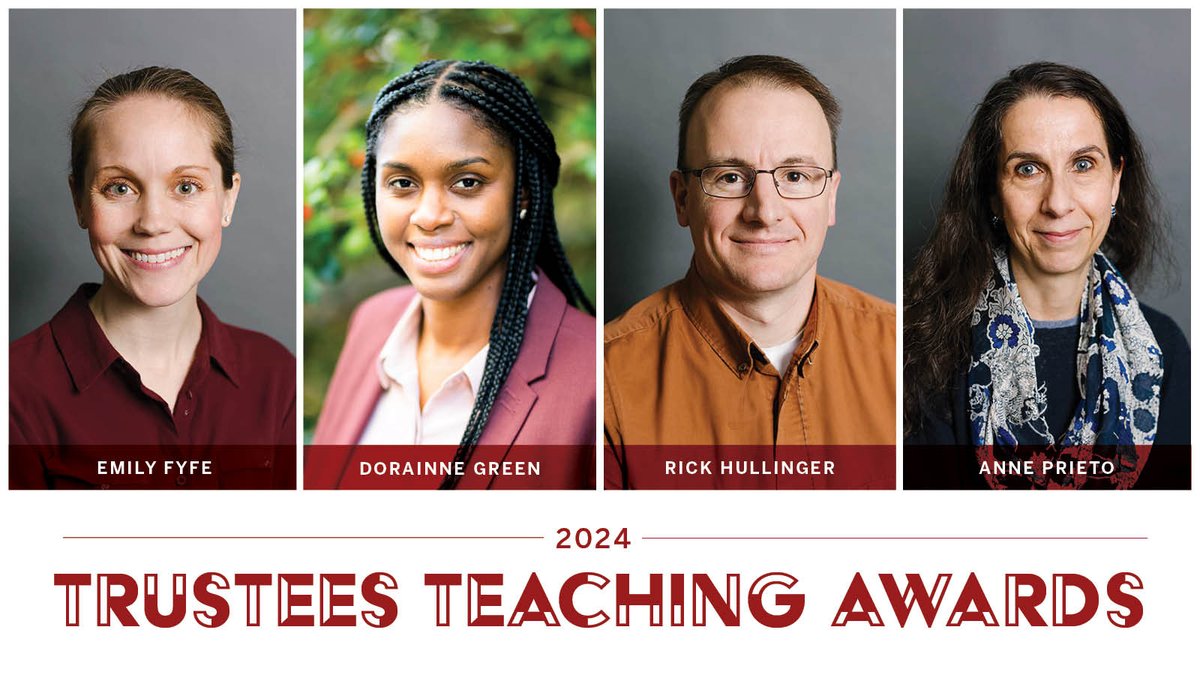 Congratulations to our Trustees Teaching Award recipients! Educating the next generation of scholars is central to our mission. Thank you to Emily, Dorainne, Rick, and Anne for your extraordinary effort and innovation in our classrooms.