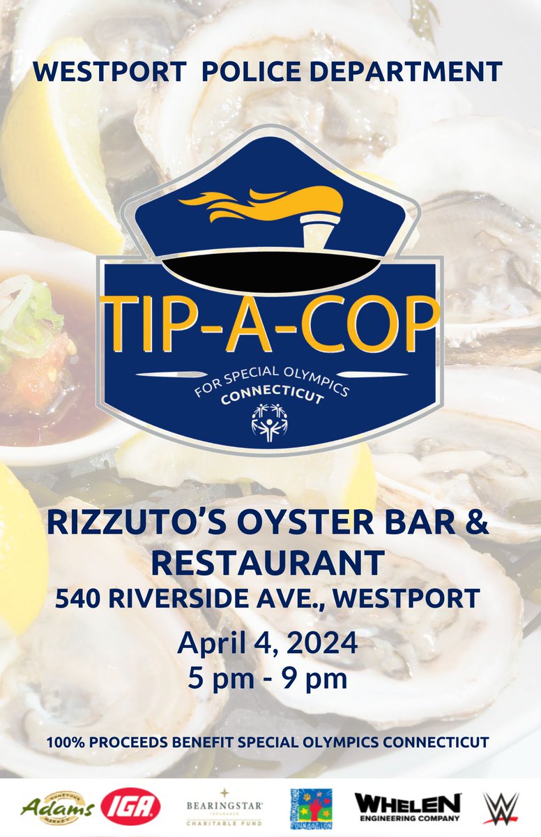 Thanks to @News12CT & our great friend Mark Sudol for spreading the word about this evening's Tip-A-Cop event hosted Westport police officers that will take place at Rizzuto's! connecticut.news12.com/westports-tip-…… @CTLETR @news12ctsudol #soct #westport