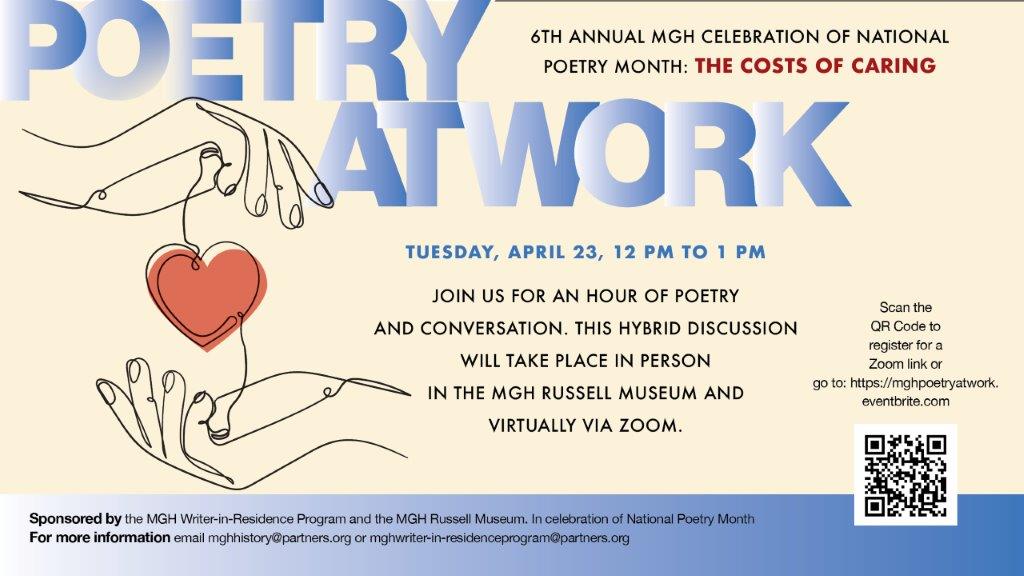 Sarah Alger (@slodoena) on Twitter photo Can't believe Poetry at Work <a href="/MassGeneralNews/">MassGeneral News</a> is in its sixth year! Please join us. <a href="/kathymaytran/">Kathy May Tran, MD</a> Can't believe Poetry at Work <a href="/MassGeneralNews/">MassGeneral News</a> is in its sixth year! Please join us. <a href="/kathymaytran/">Kathy May Tran, MD</a>