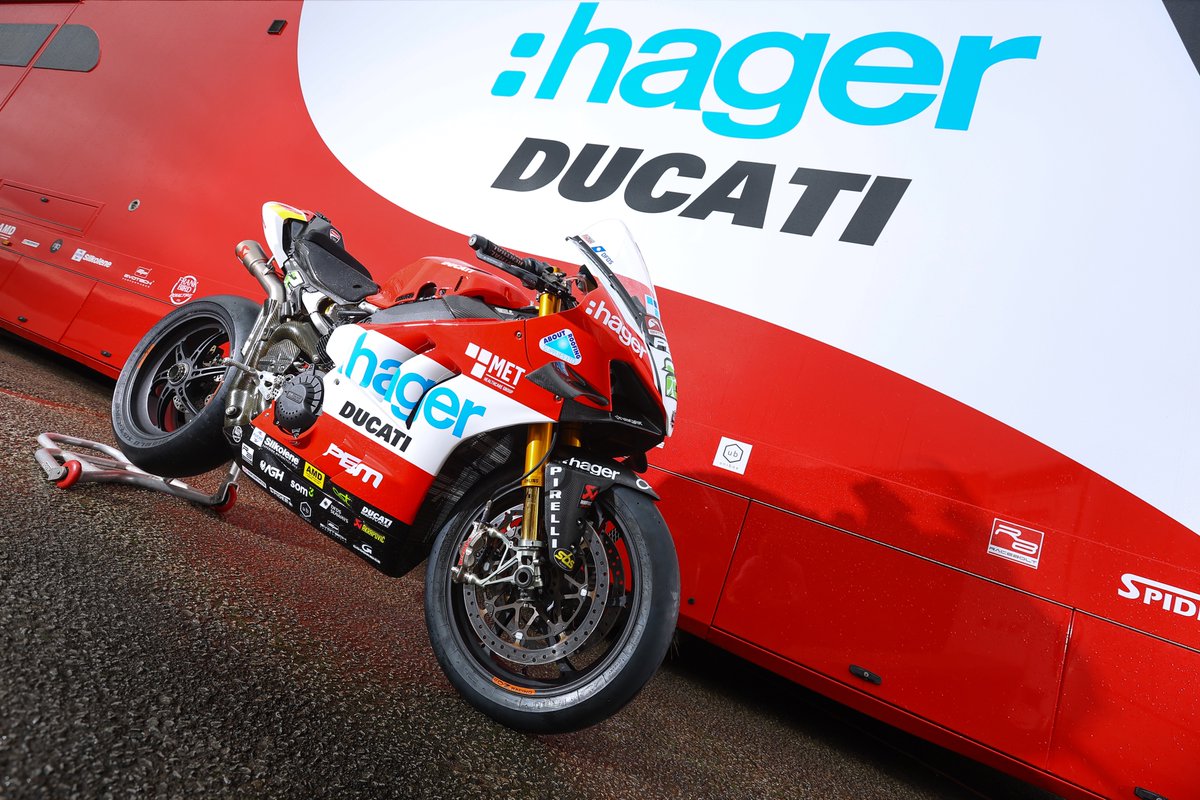 BREAKING: PBM Racing Team reveal 2024 @OfficialBSB livery and new title sponsorship deal with Hager...#BSB #Ducati 📸@DoubleRedBSB