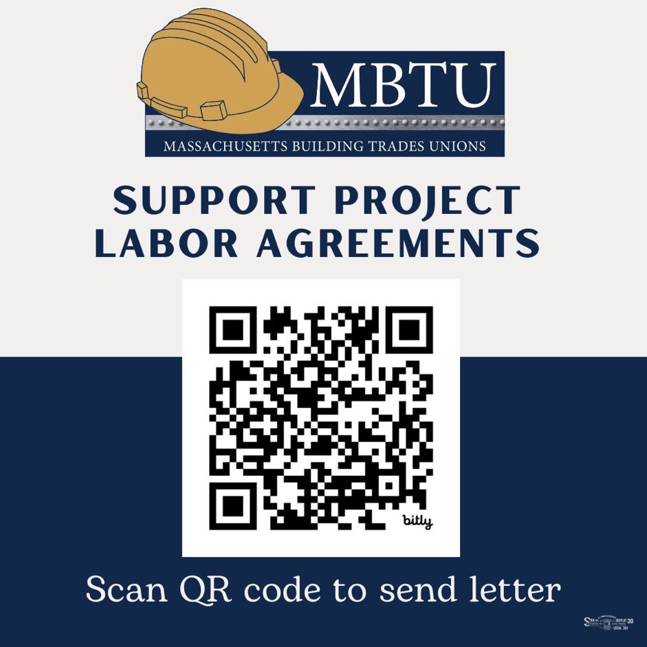 Scan the photo below to support Project Labor Agreements @Mass_BTU