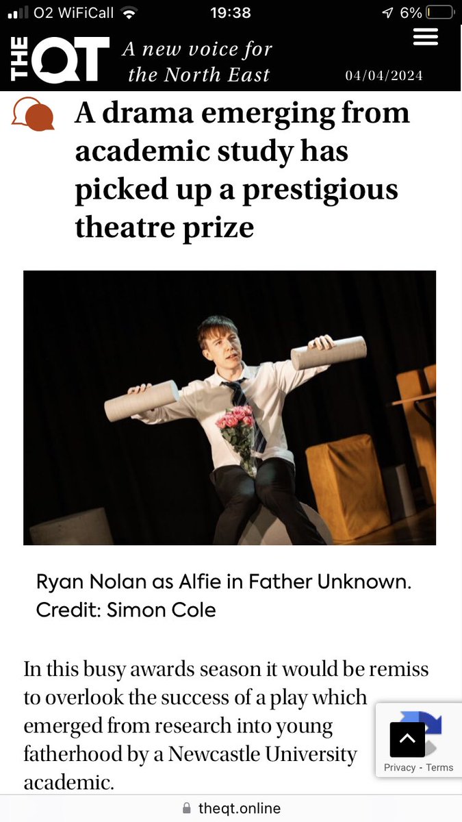 Special mentions in the article to my co-producers @york_jonah and the young men @NEYDandL Great write up too of @RyanNolan_21 as our Alfie and a shout out to his upcoming work #TheBounds @LiveTheatre
