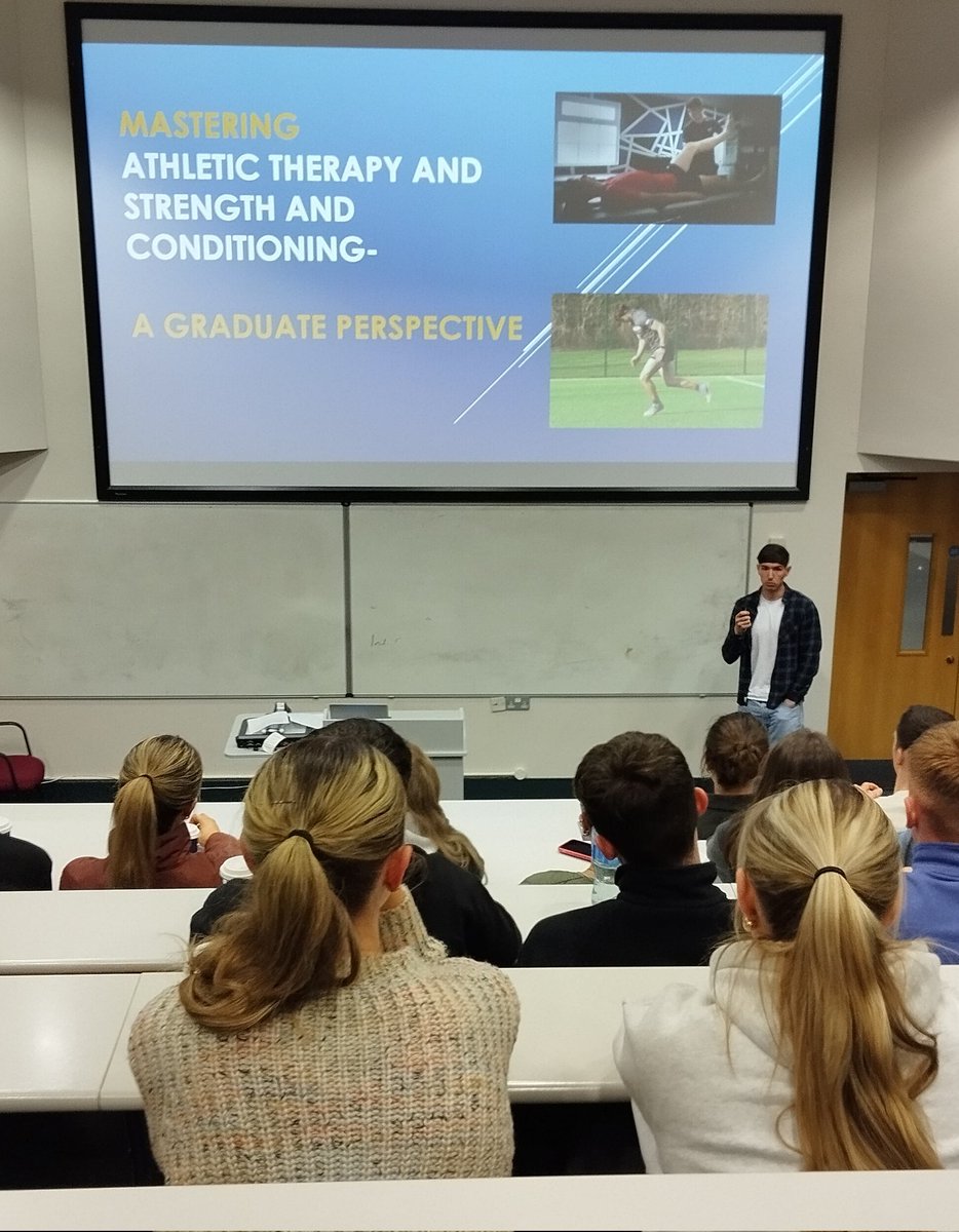 Our final speaker tonight, @ryana2602 explaining his passion and reasons for pursuing his career in athletic therapy and strength and conditioning and how it helps his role as clinical specialist athletic therapist with @DevittBrian in @SSCSantry