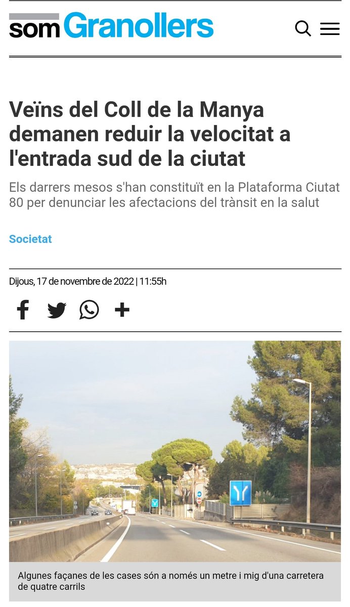 CanigoCarme's tweet photo. @territoricat, si estem compromesos amb la mobilitat sostenible haurieu de pacificar la  distopia de l'#N152z de #Granollers: tram residencial amb carrers i camins on es circula a gran velocitat, sense passos de vianants i barreres New Jersey.
@DiariSomGRN @ERCGranollers @govern https://t.co/RnW3JcLx1F