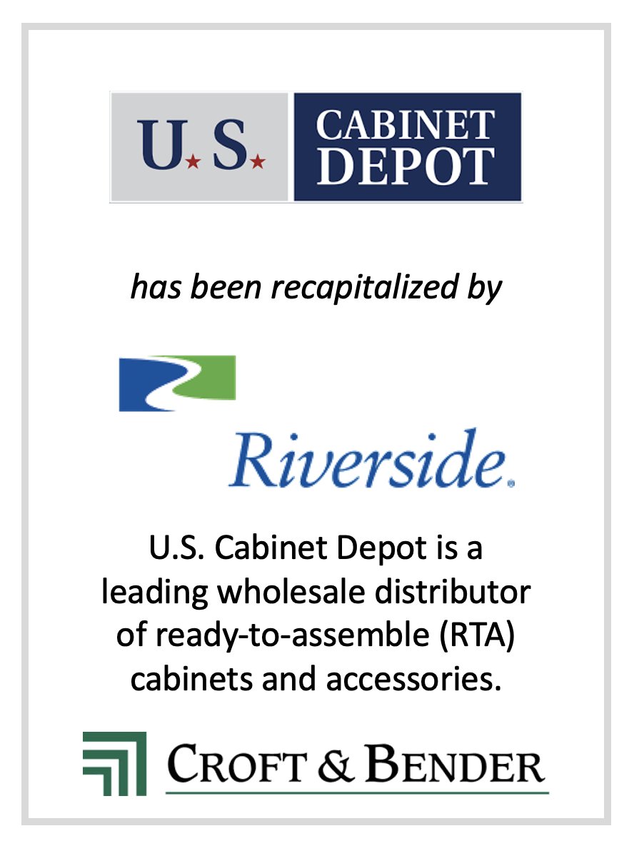 CroftBender's tweet photo. Croft & Bender, an Atlanta-based investment banking firm, is pleased to announce the successful sale of its client, @USCabinetDepot  to @TheRiversideCo.

Croft & Bender served as the exclusive financial advisor to US Cabinet Depot on the transaction.  For more information, please contact Erik Zalenski or Connor Boston.

#InvestmentBanking #RTACabinets #MergersAndAcquisitions #BusinessGrowth