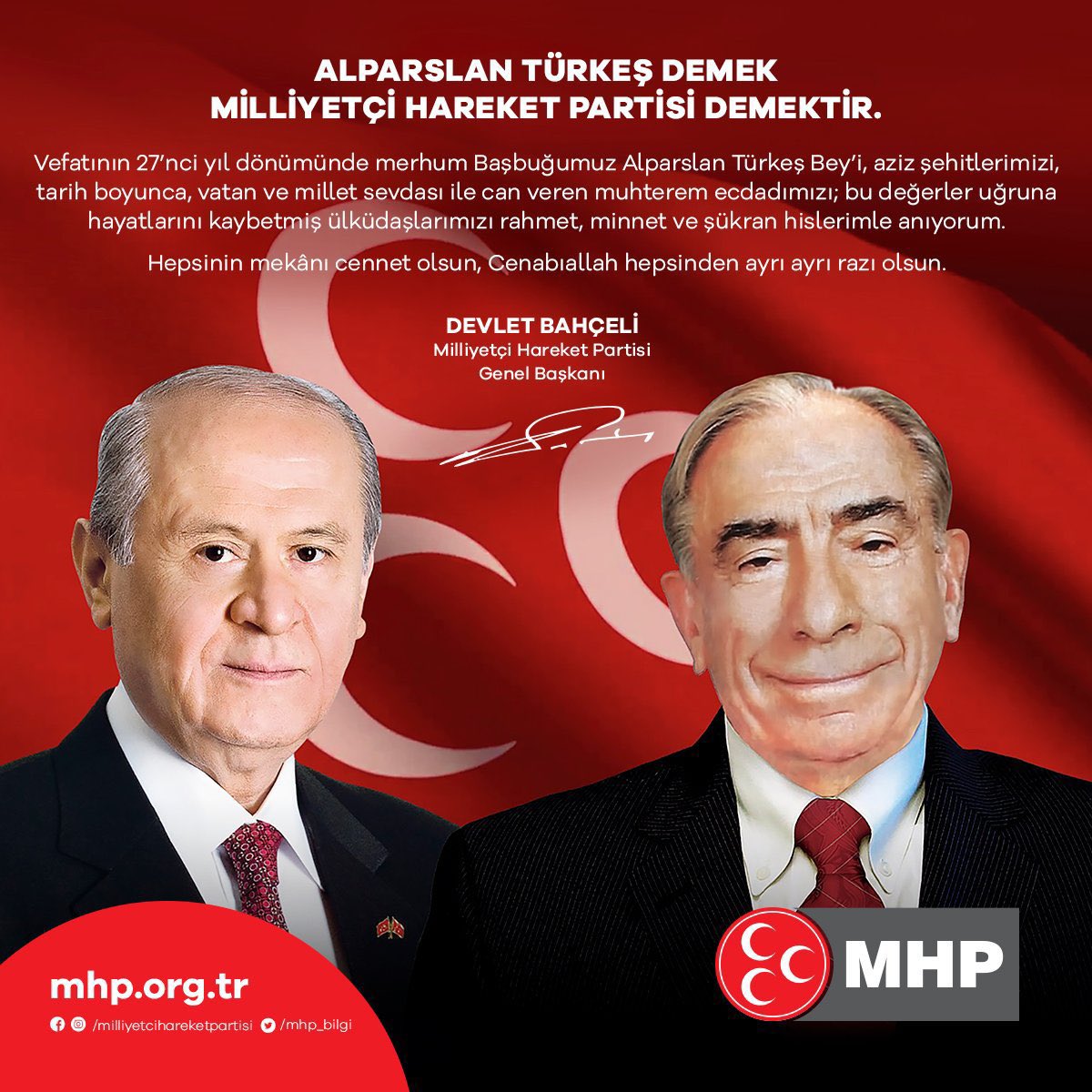 ALPARSLAN TÜRKEŞ DEMEK MİLLİYETÇİ HAREKET PARTİSİ DEMEKTİR.