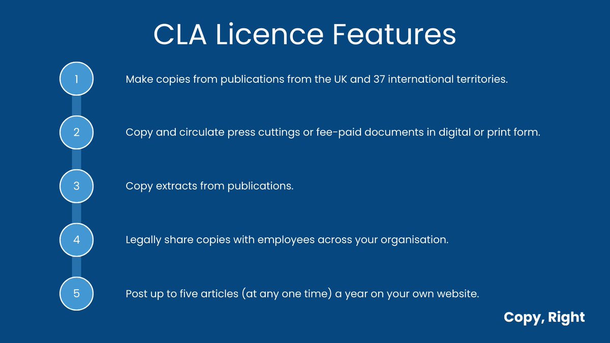 Unlock the full potential of your CLA Licence! Gain access to features designed to streamline copyright compliance. With peace of mind, share, collaborate, and expand your business practices. Reach out to learn more: bit.ly/3qkNlOw #CopyrightCompliance #Copyright