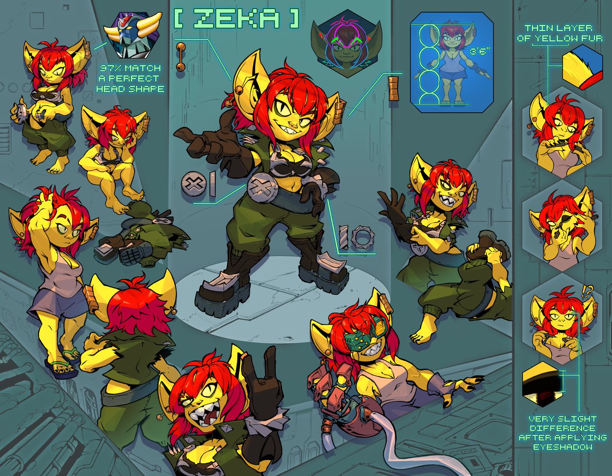 The ultimate ref sheet of Zeka! ... keep forgeting her proportions, but no more!