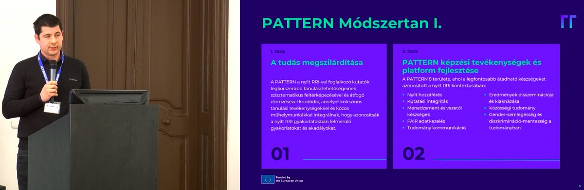 Ádám Száldobágyi is guiding us towards understanding the primary goal of #PATTERN project and the role of #DEENK to achieve these at the #networkshop2024 conference.  #openscience #transversalskills #OpenAIRE @PatternEU