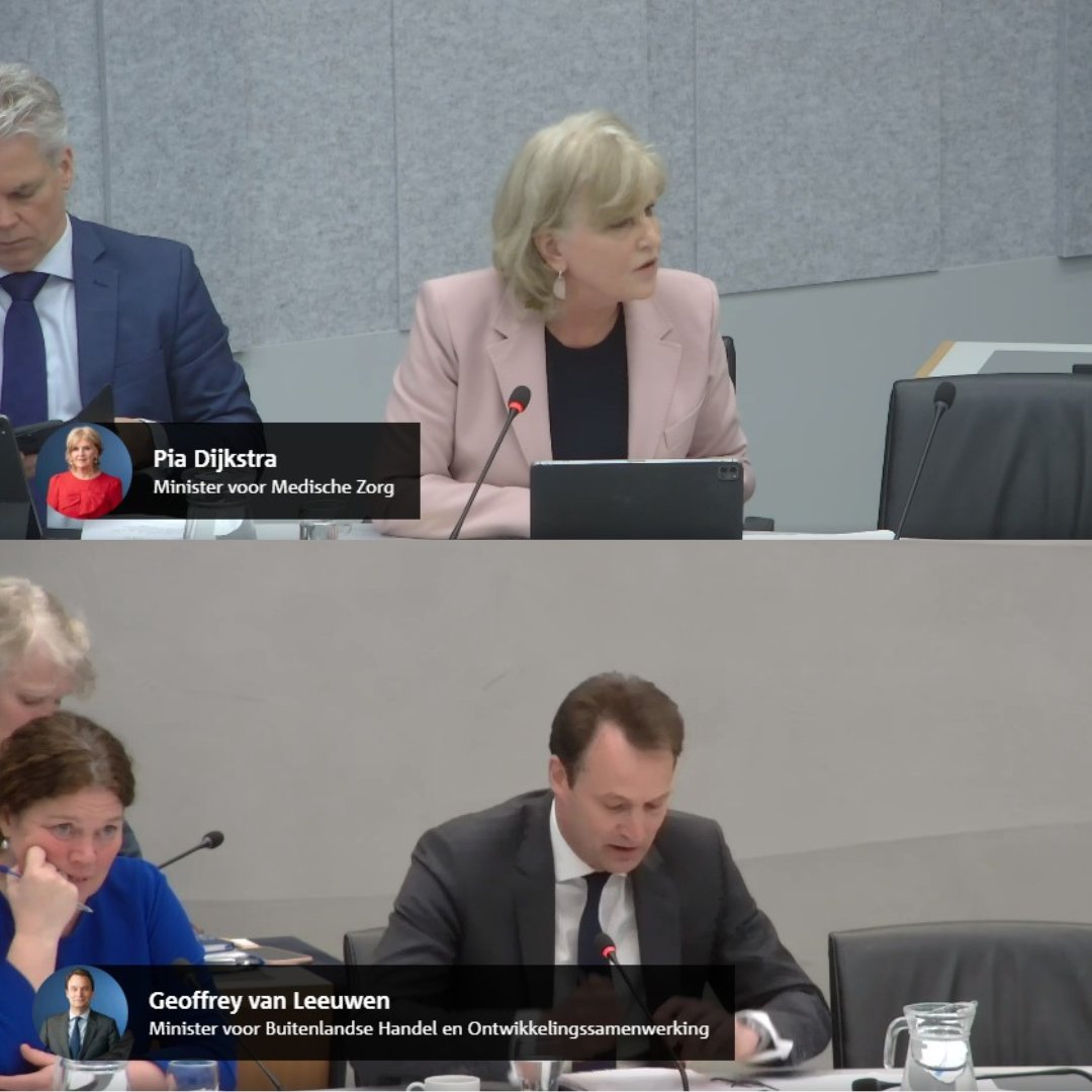 📢 Global health strategy debate 

Setting the example of interministerial work, both @ministerMZ &amp; <a href="/leeuwengew/">Geoffrey van Leeuwen</a> say #GlobalHealth crises threaten NL health too. To advance the strategy, they will need to work together &amp; make proportionate financial contributions.