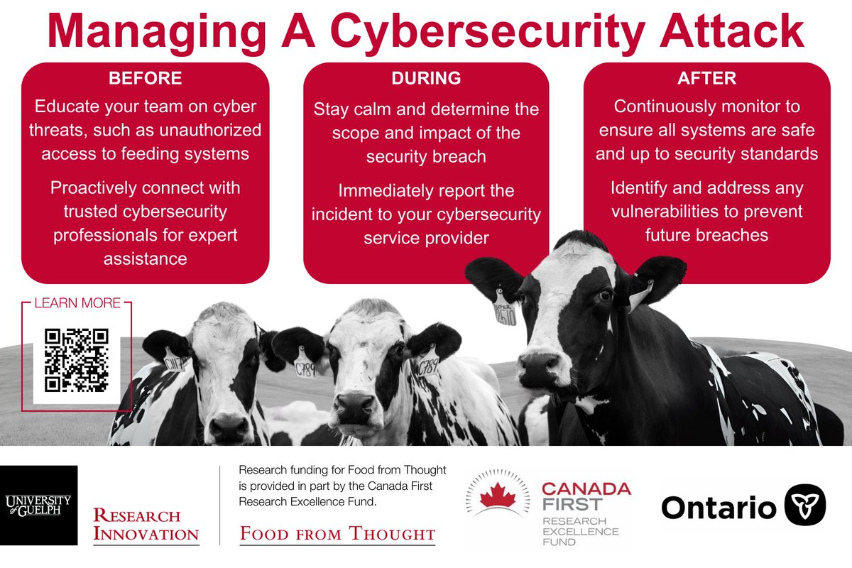 We're back at the @DairyXPO today! Stop by our booth to pick up a printed copy of @alidehghantanha's top tips to prevent and manage cyber attacks on farms. Learn more at uoguel.ph/farm-cybersecu… @AgInnovationON @UofG_FfT @UofGCEPS @UofGResearch @UofGuelphOAC